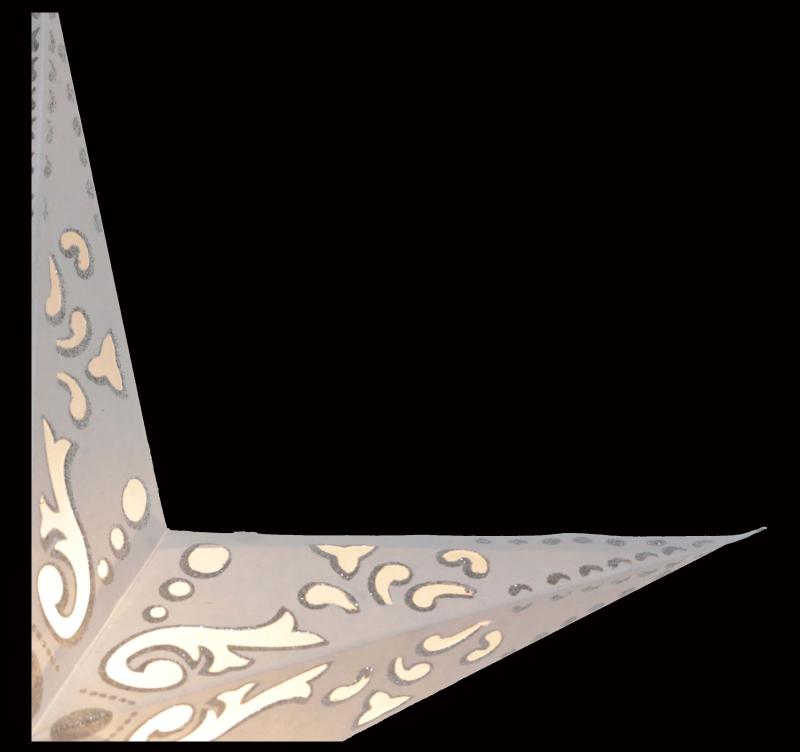 Baby Curves white / Glitter - Foldable glowing Paperstar with 5 points, 40 cm